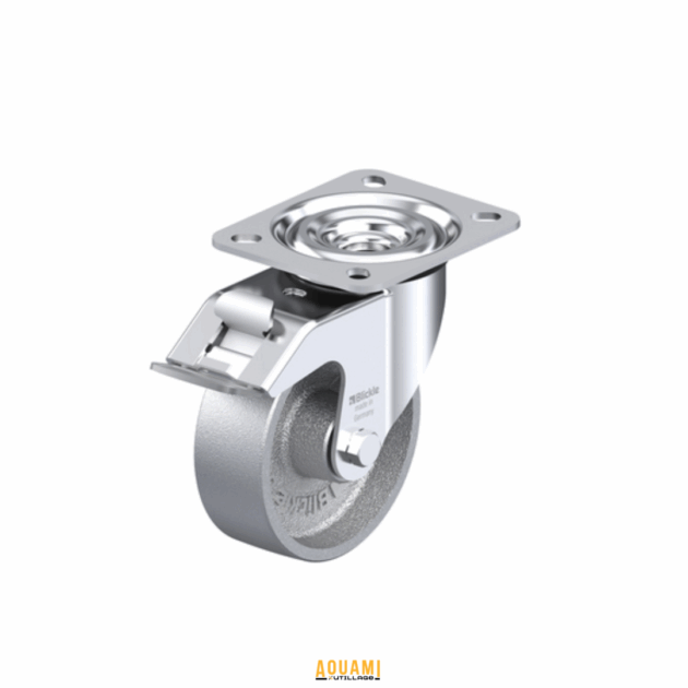 Roue en fonte lisse pivot / fix pour chariots et équipements industriels