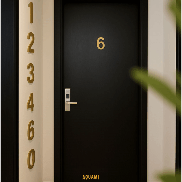 Numéro en aluminium noir, gold et chrome pour porte et façade