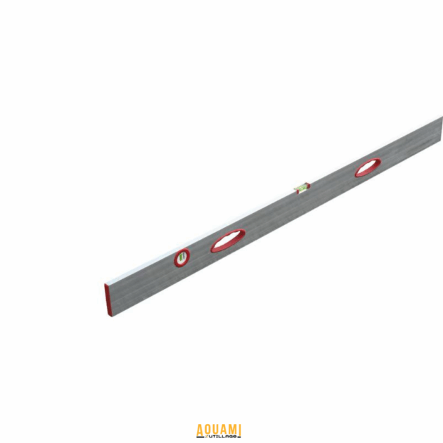 Règle aluminium avec niveau à bulle pour maçonnerie et bricolage