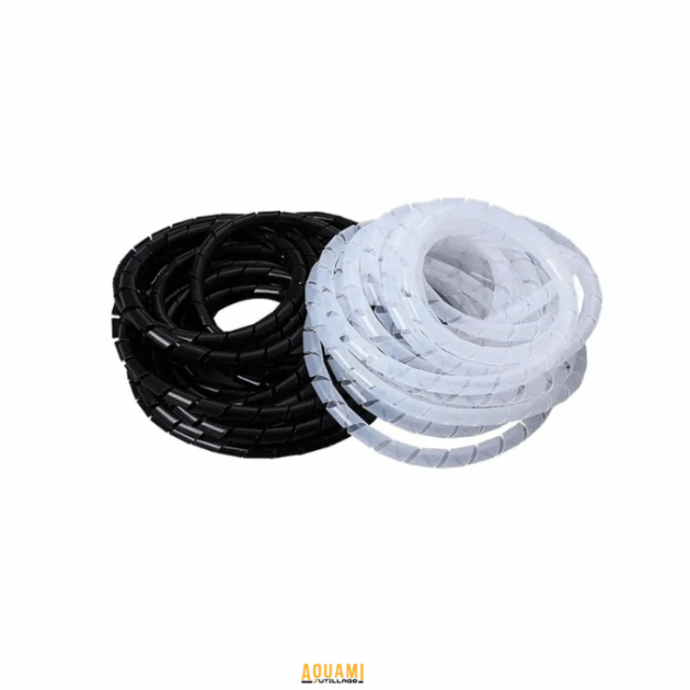 Gaine spirale noir et blanc – protection et organisation de câbles électriques et informatiques