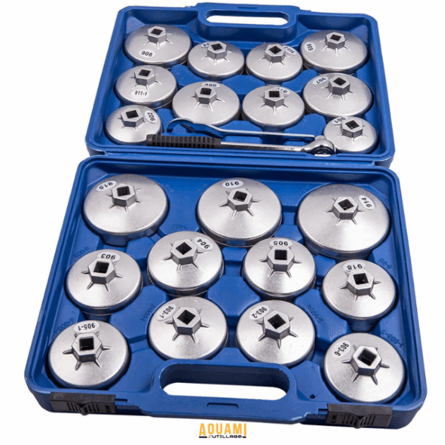 Jeu de clés à filtre voiture 23 pièces – coffret de démontage filtre à huile professionnel