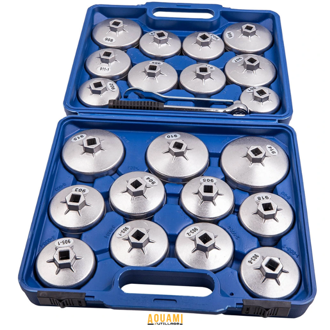 Jeu de clés à filtre voiture 23 pièces – coffret de démontage filtre à huile professionnel