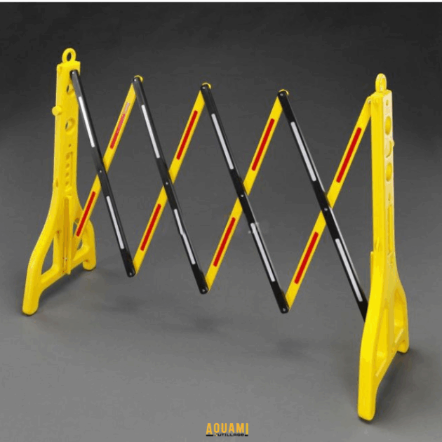 Barrière de parking extensible jaune – sécurité et signalisation de zone