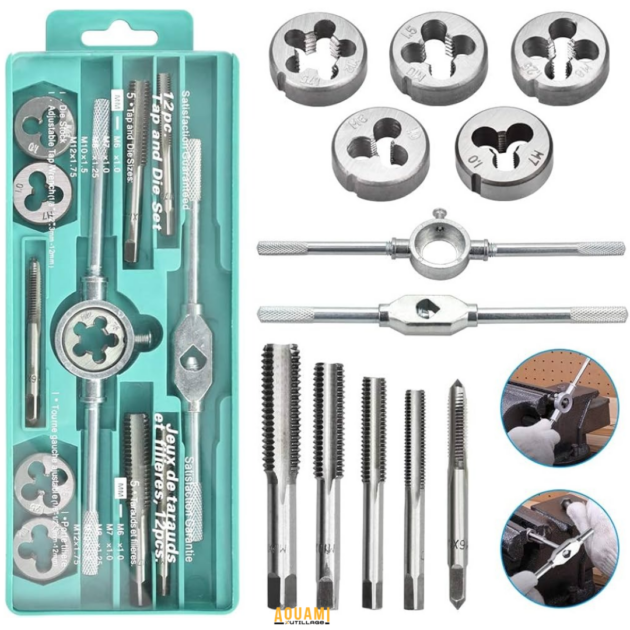 "Coffret de tarauds et filières CASTOL 20 pièces pour filetage métal"