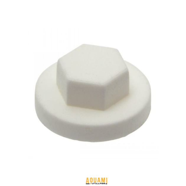 Capuchons plastiques pour vis diamètre 6,3 mm en couleurs blanc et noir.