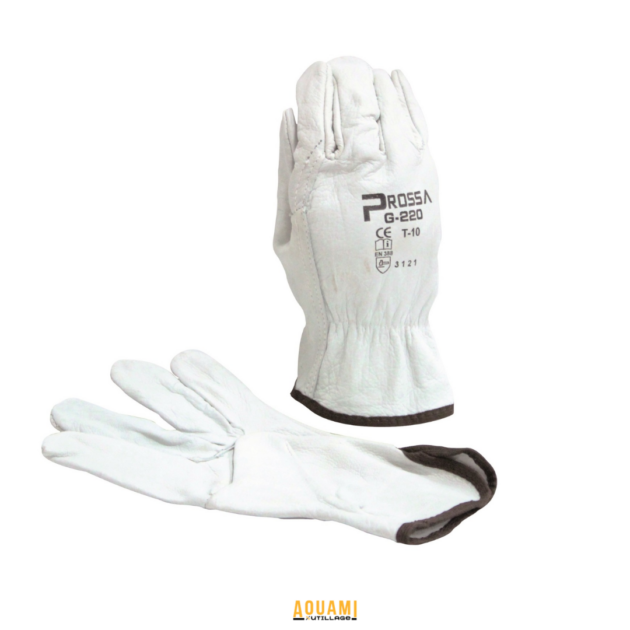 Gants de protection en cuir pour manutention, chantier et travaux industriels, résistants et confortables.