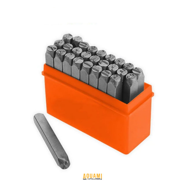 Jeu de lettres à poinçonner 6 mm en acier trempé pour marquage métal
