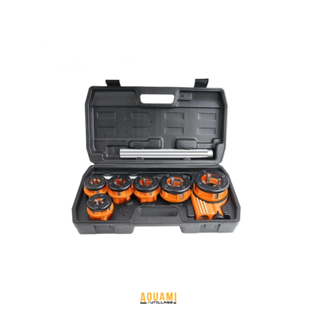 Kit de filetage de tuyaux 9 pièces pour plomberie et travaux de tuyauterie