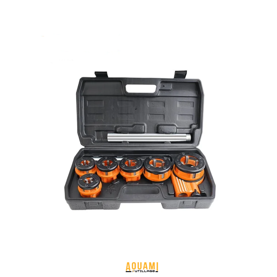 Kit de filetage de tuyaux 9 pièces pour plomberie et travaux de tuyauterie