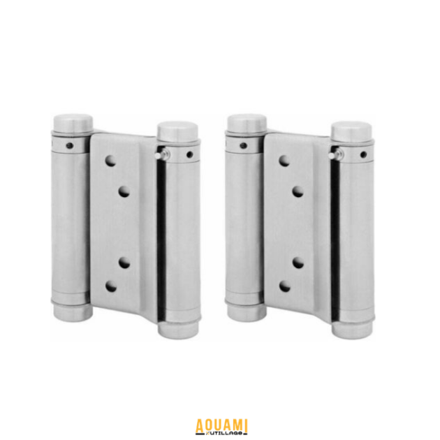 Paumelle porte cowboy 75 mm chrome charnière double action ouverture double sens