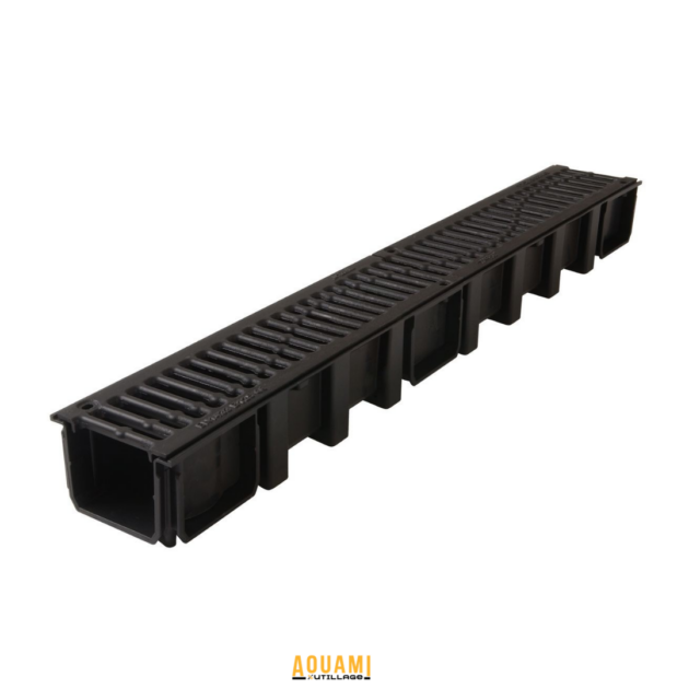 Caniveau garage NICOLL 1 m avec grille fonte 13x10 cm