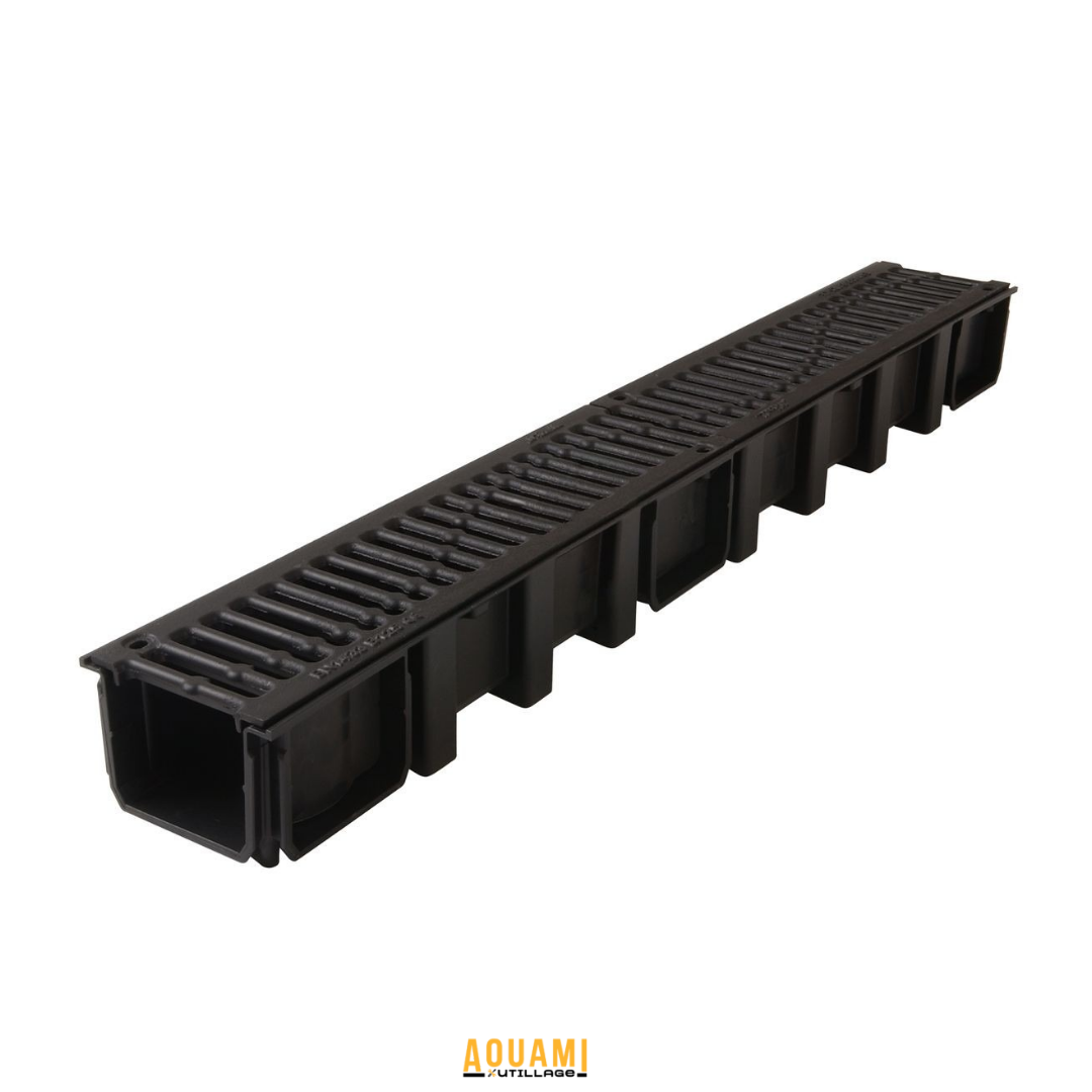 Caniveau garage NICOLL 1 m avec grille fonte 13x10 cm