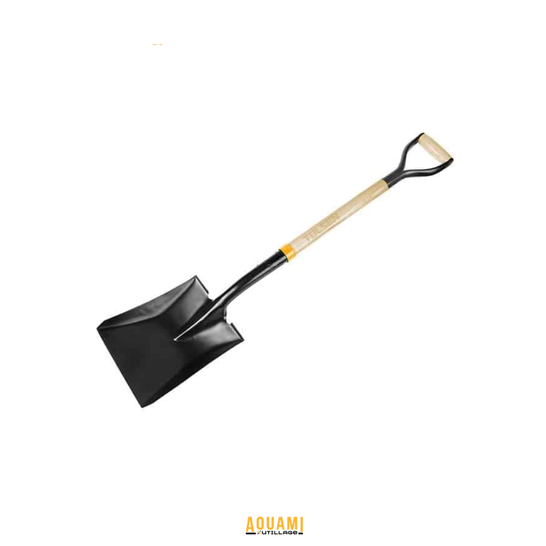 Pelle carrée avec manche en bois pour chantier et jardinage